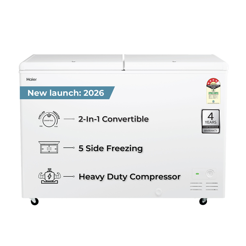 Haier Deep Freezer 320L, Hard Top Convertible Double Door (White)